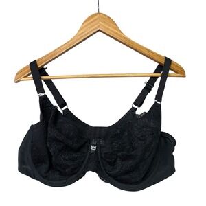 Elomi Womens Bra 42DD Black Lace Underwire Lightly Lined Racerback Clasp
